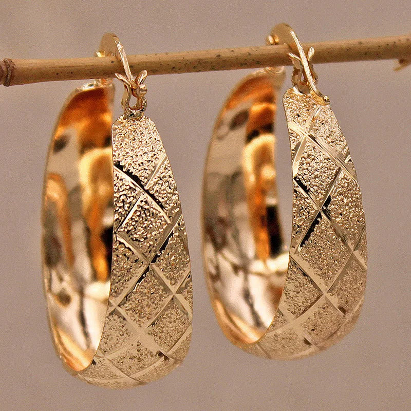Wide Face Hoop Copper Golden Plated Bohemian Earrings