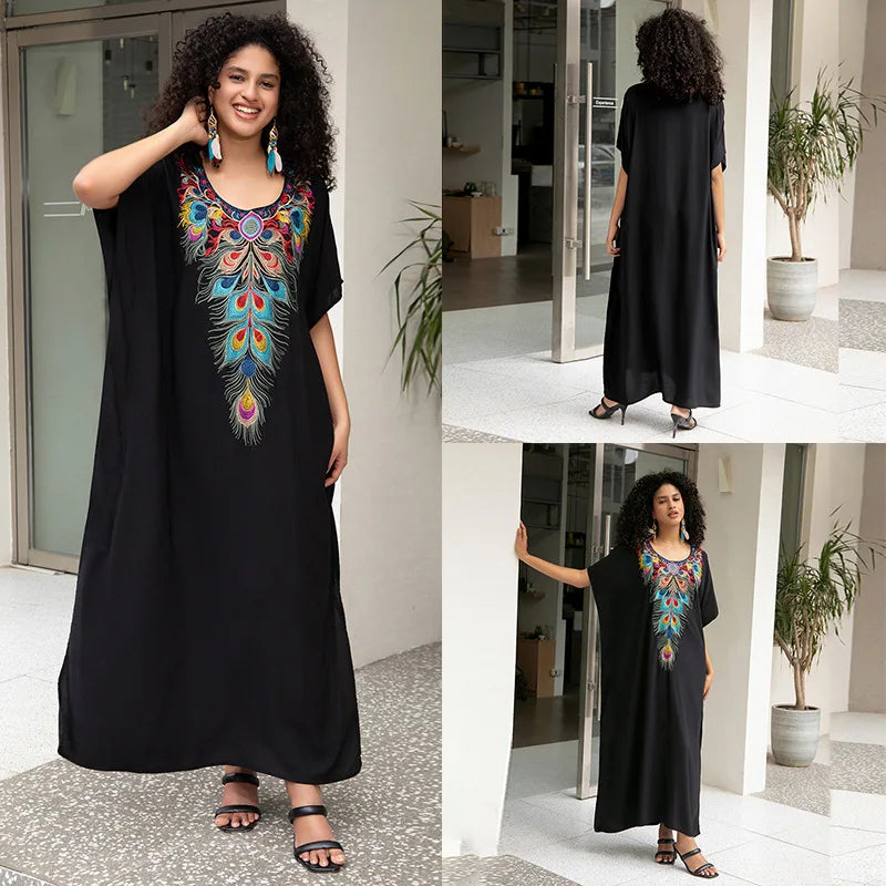 Swimsuit Cover Ups Short Sleeve Cover Up Kaftan Dresses