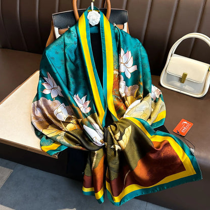 Luxury Silk 180X90CM Long Scarf Popular Silk Headscarf  Shawl