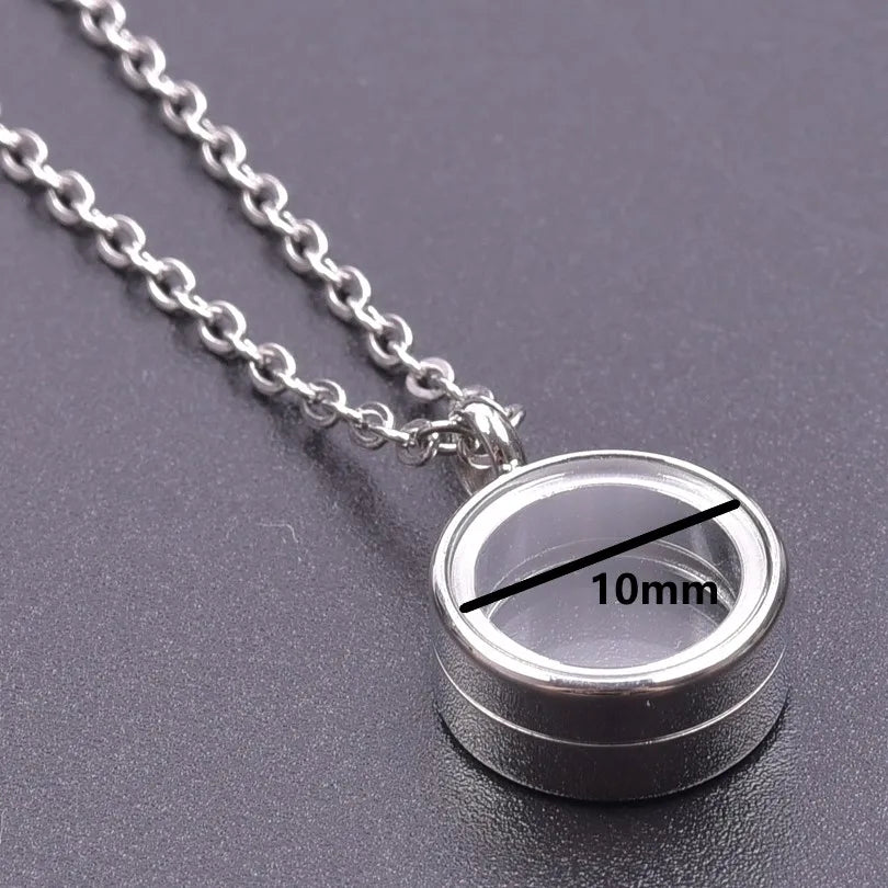1Pc 10-45mm Round Memory Coin Bezel Locket Pendant Necklaces