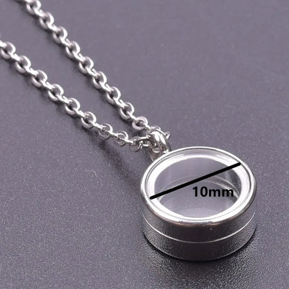 1Pc 10-45mm Round Memory Coin Bezel Locket Pendant Necklaces