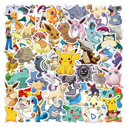 200pcs Non-duplicate Random Cartoon Anime Cute Pikachu Pokemon Waterproof Stickers