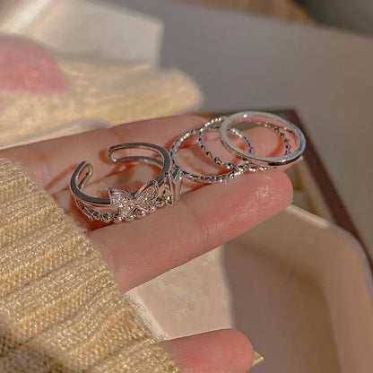 خاتم على شكل موجة أوراق هندسية إبداعية