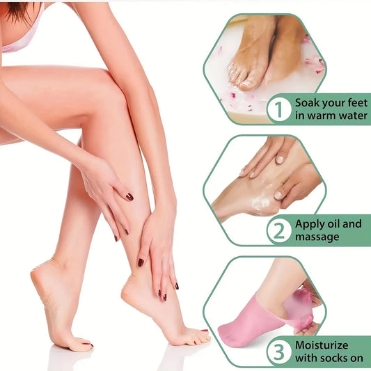 2 Pack Moisturizing Silicone Gel Socks