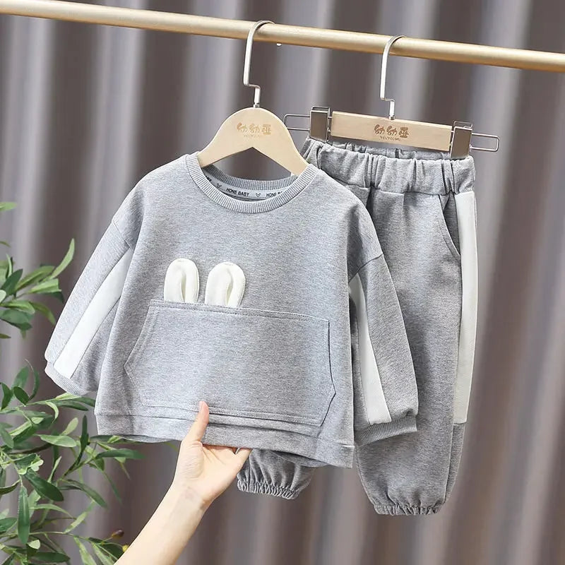 Bowknot Baby Girl Clothes Kids Boutique Pocket Hoodie + Pants Outfit Set