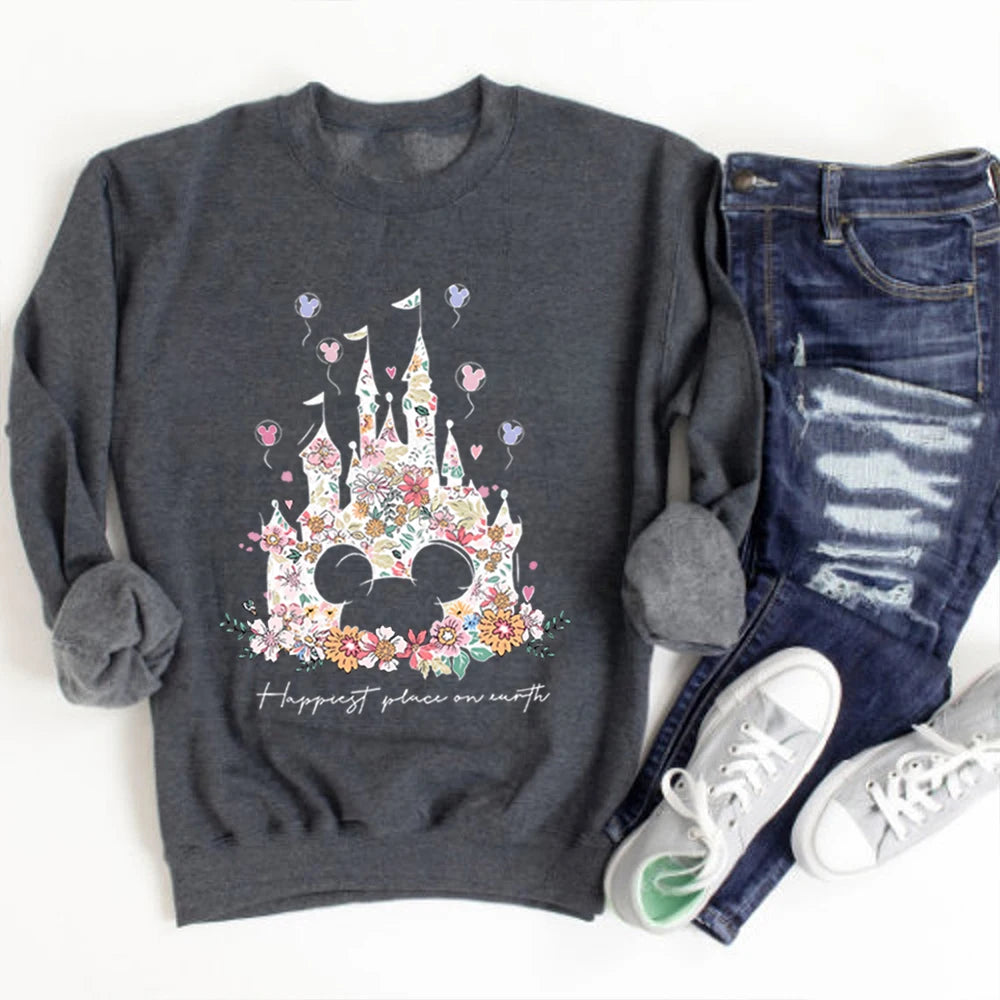 Floral Castle Vintage Castle Hoodie Happiest Place on Earth Pullover