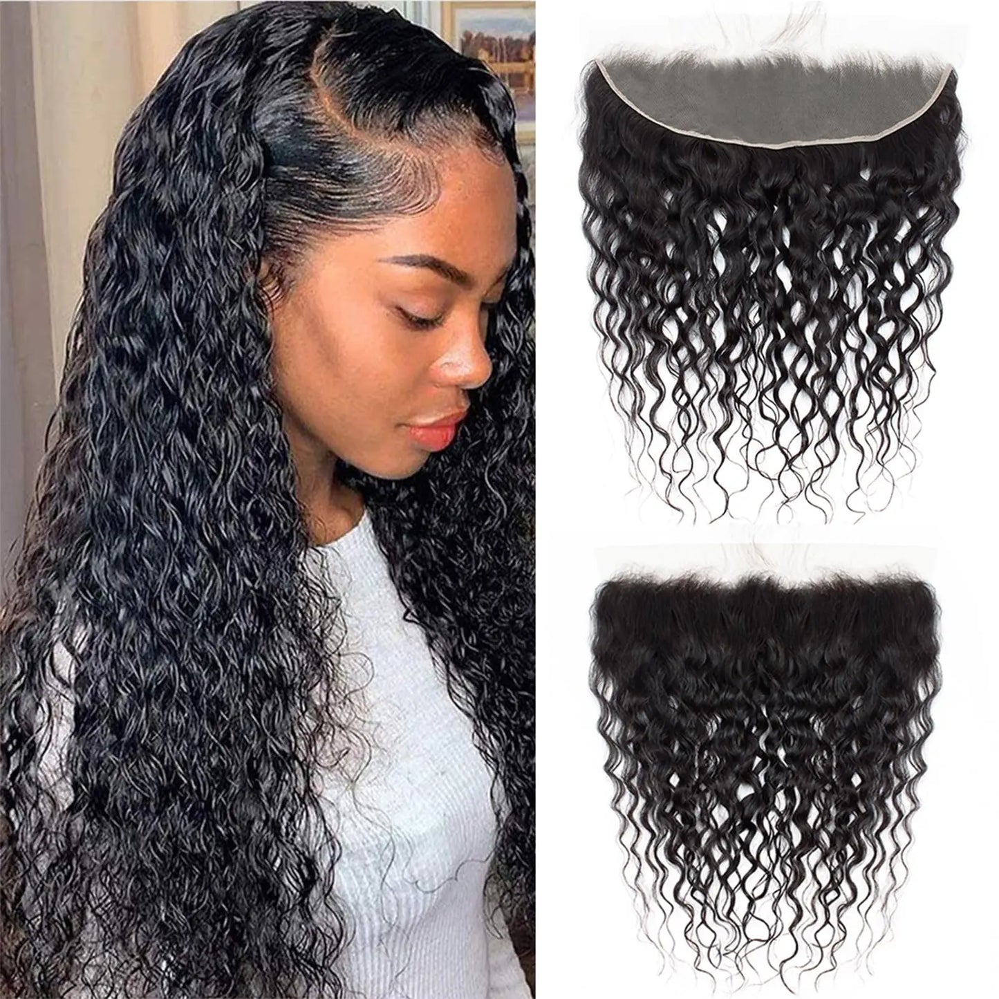 13x4 Lace Frontal Closure Straight Water Wave Kinky Curly