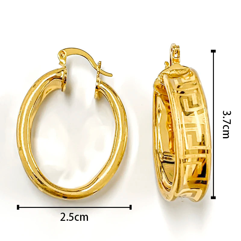 18K Gold Plated Hoop Copper Hook Drop Earrings