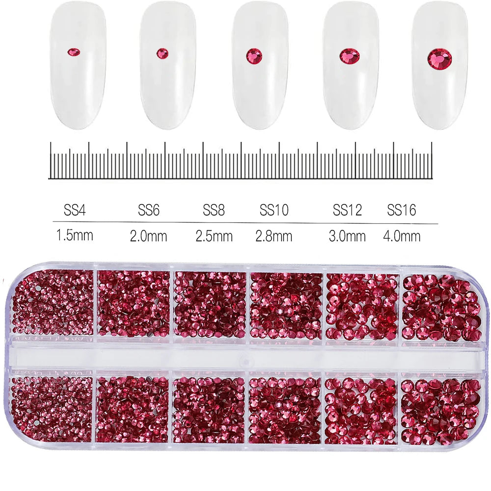 2400pcs+ Shiny Clear Crystal Gems Nail Rhinestones