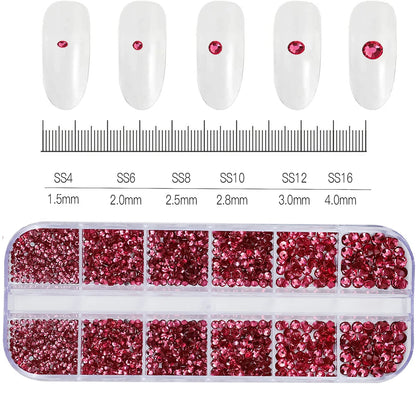 2400pcs+ Shiny Clear Crystal Gems Nail Rhinestones