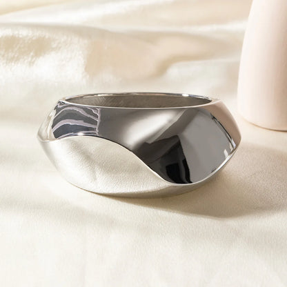 Exaggerated Silver Wide Geometric Irregular Cuff Bangles Punk Open Bangle Chunky Bracelets