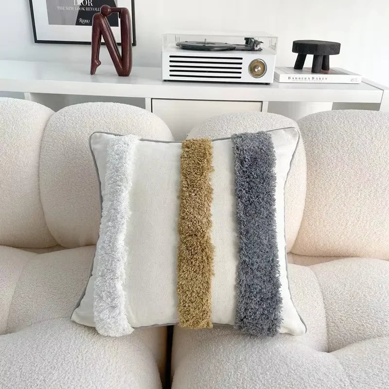 Boho Loop Pillowcases Grey Beige Pillowslip