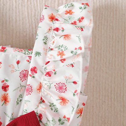 0-24 Months Small floral Ruffle edge sleeveless Dress