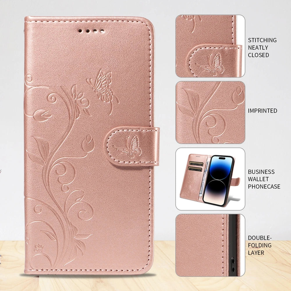Butterfly Flower Leather Case For Samsung Galaxy Flip Cover