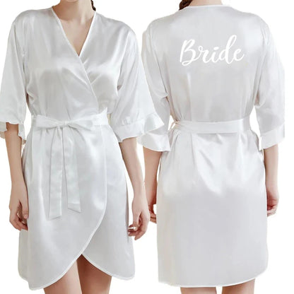 Dark Green Satin Team Bride Bridesmaid Sleepwear Robe