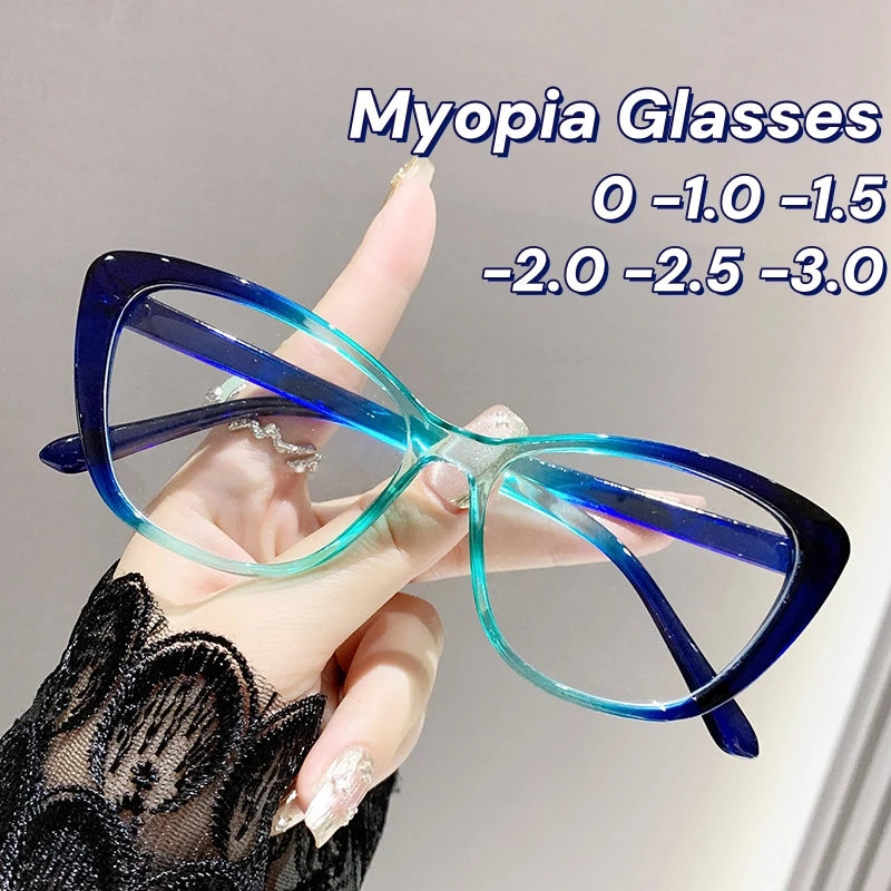 Cat Eye Myopia Ultra-light Near Prescription Eyeglasses Diopter