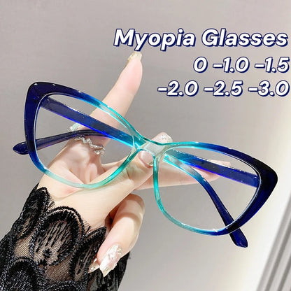 Cat Eye Myopia Ultra-light Near Prescription Eyeglasses Diopter