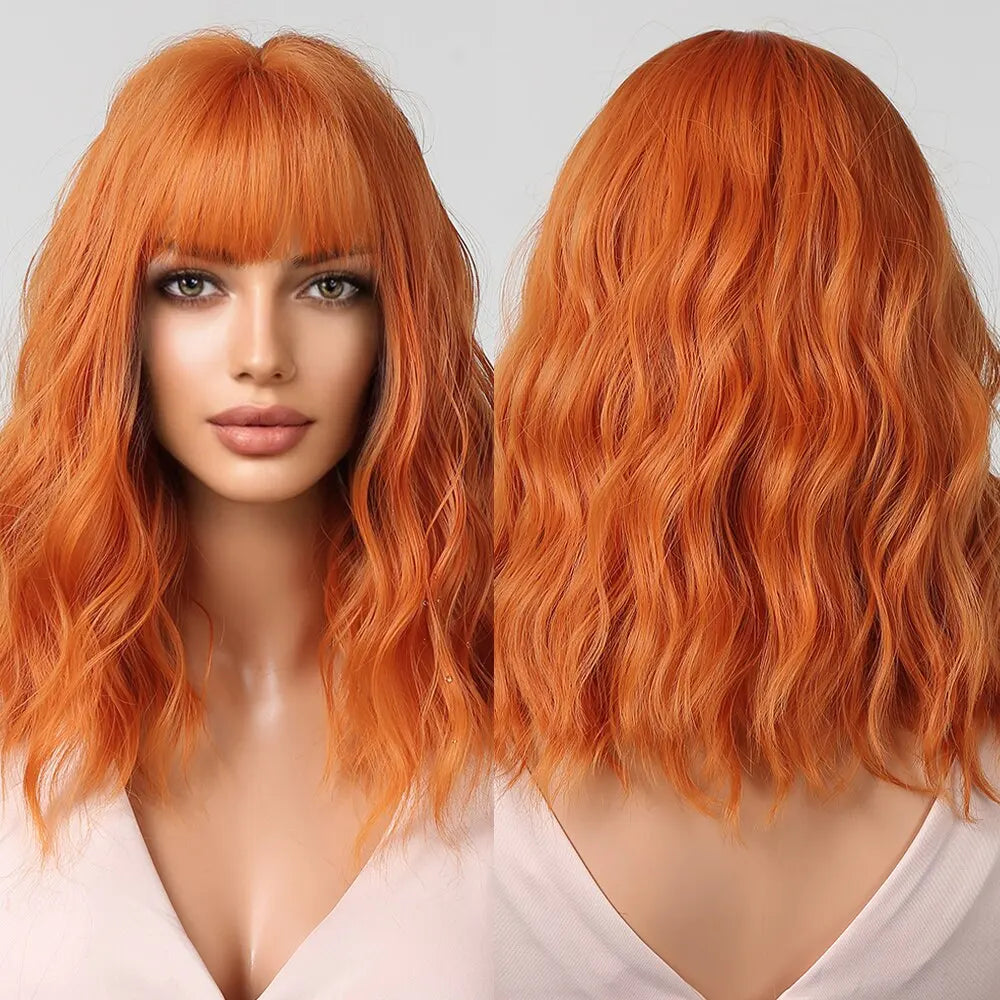 Wavy Bob Short Blonde Dark Roots Wigs