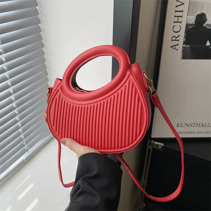 Chic Stripe Crossbody Elegant Synthetic Leather Handbag