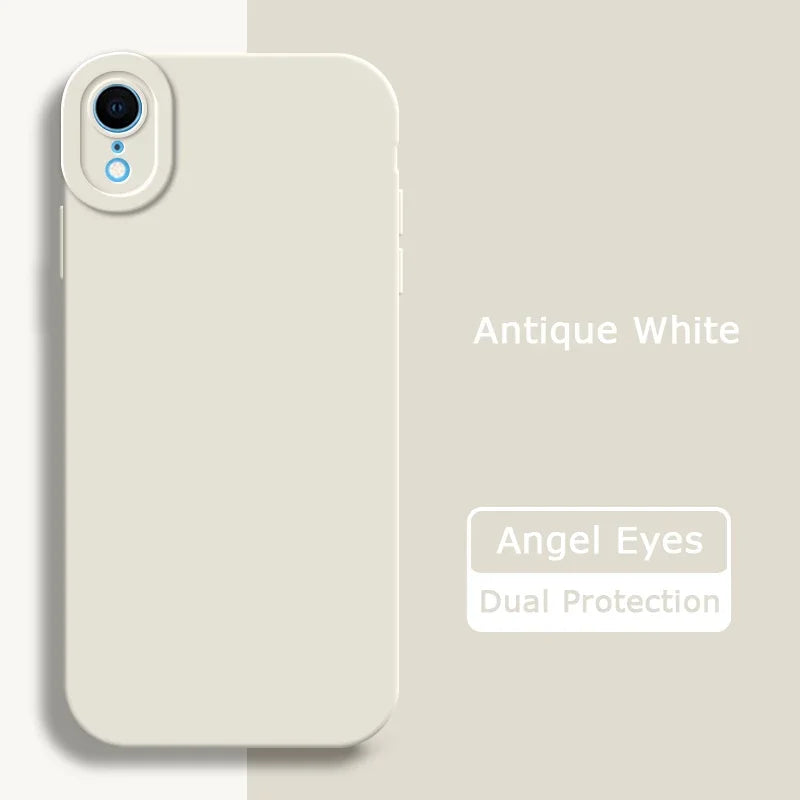 Angel Eyes Liquid Silicone Phone Case for iPhone X XR XS Max Full Protective Soft Waterproof Mobile Cover