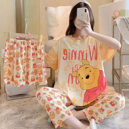 Three-piece Cartoon Pajamas Set