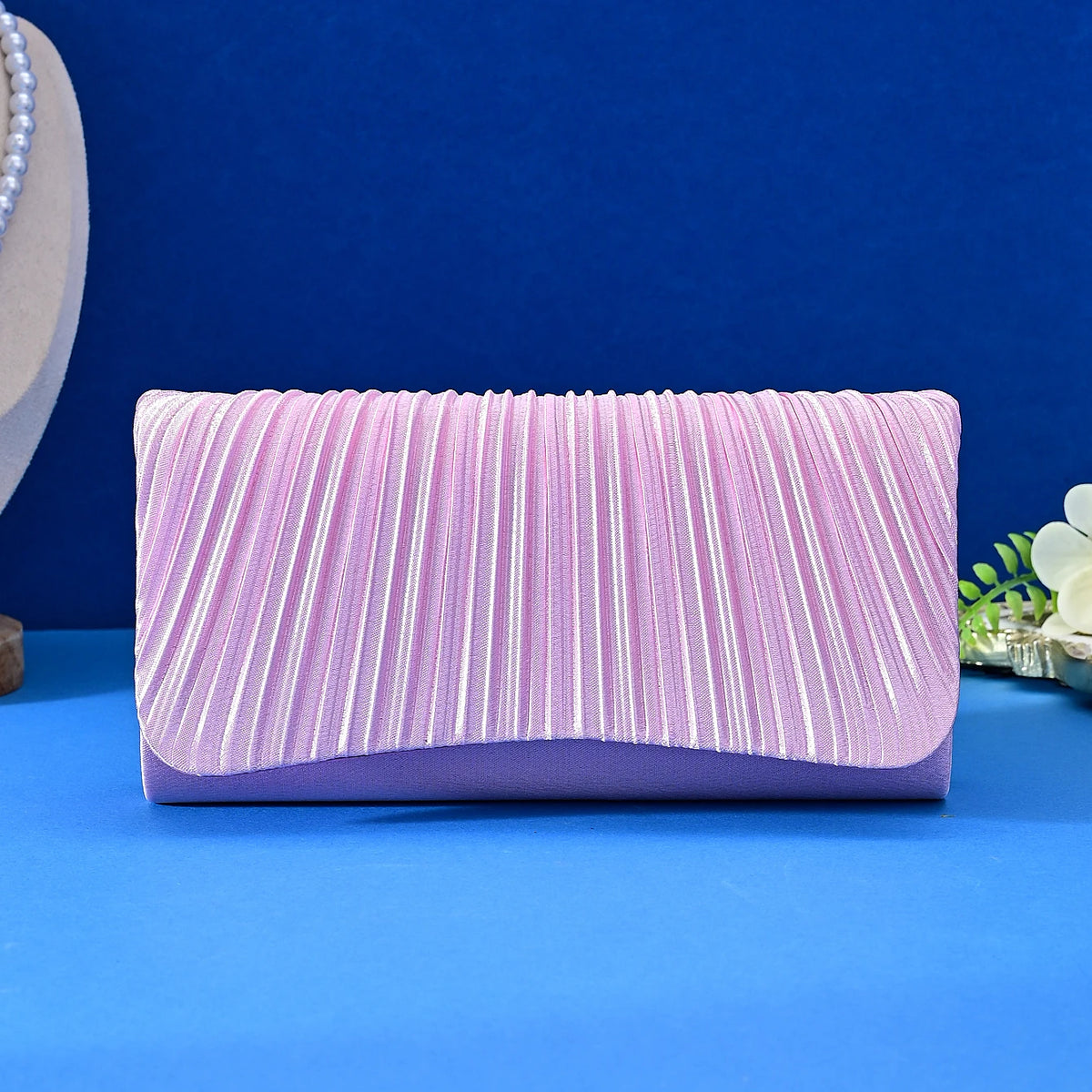 Satin clutch Small square Metal chain shoulder bag