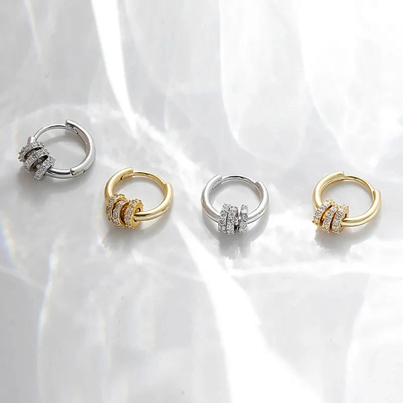 925 Sterling Silver Zircon Circle Hoop Earrings