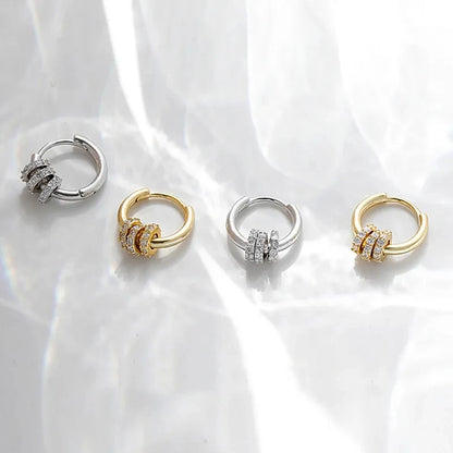 925 Sterling Silver Zircon Circle Hoop Earrings