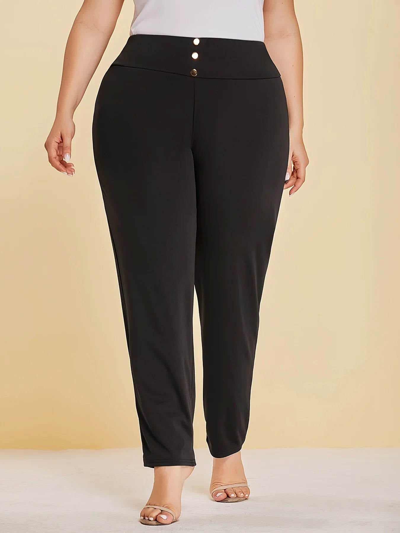 Fabric casual slit straight trousers