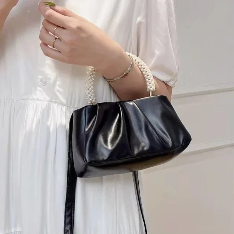 Pearl Handle Clutch Purse Handbags Luxury Square Shoulder Bags