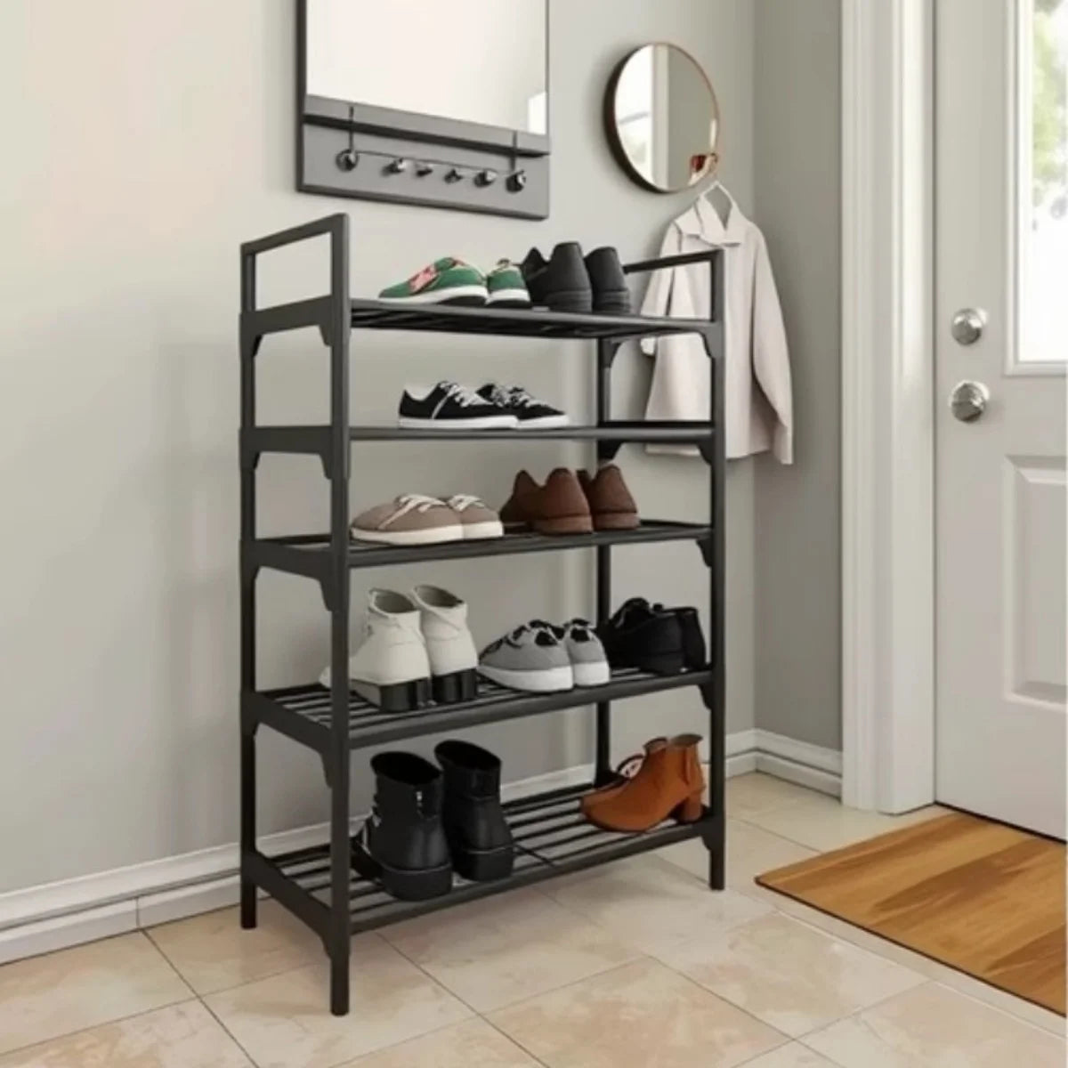 Shoe rack at the entrance of the house