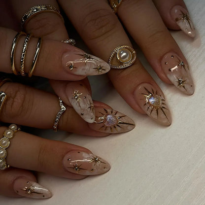 24pcs French Fake Nails Finished Almond Nails Sets