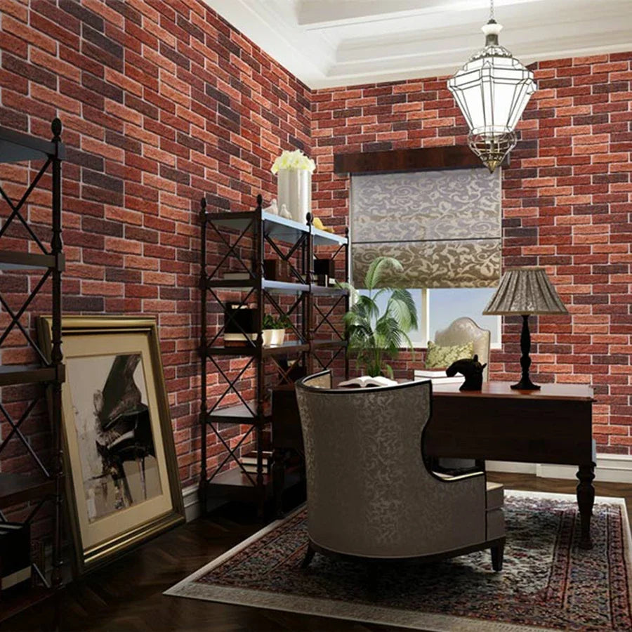Red Brick Waterproof Wall Wallpaper Decoration
