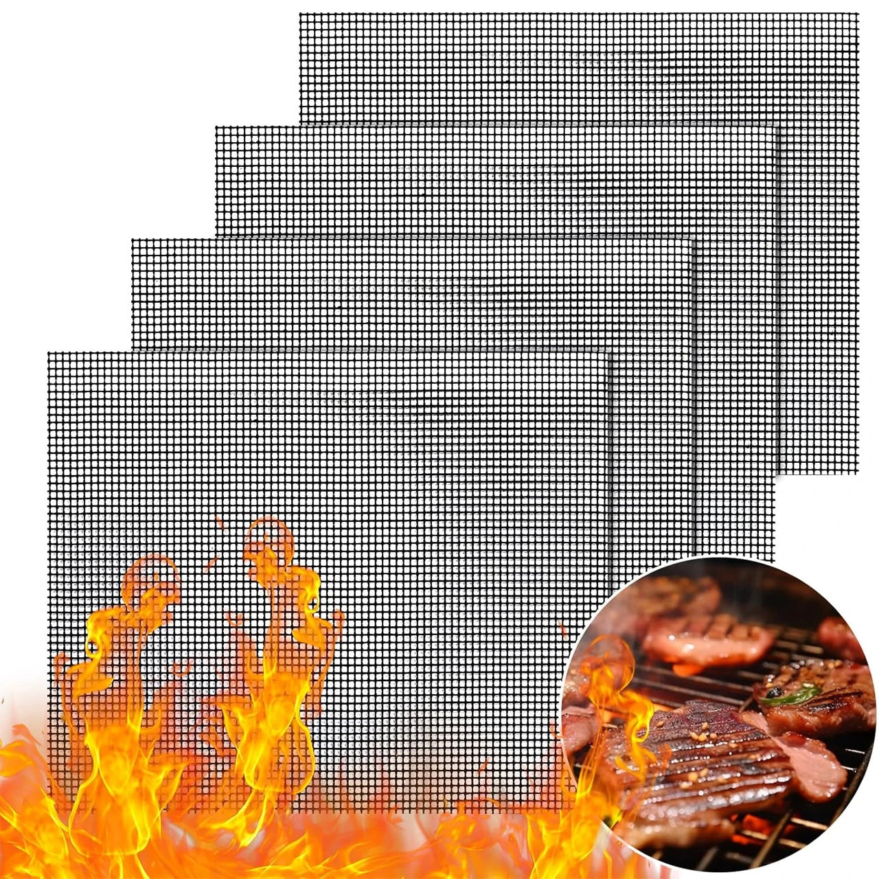 Barbecue Mats Barbecue Grill Mesh High Temperature Resistant Cuttable
