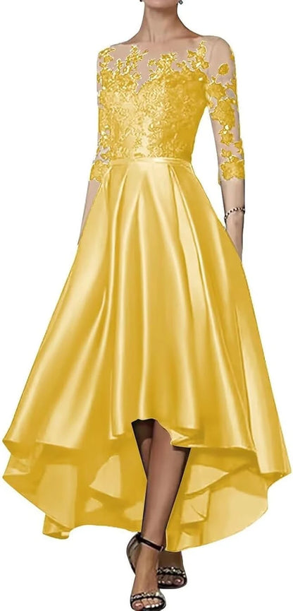 V-Neck Satin Asymmetrical Elegant Dress