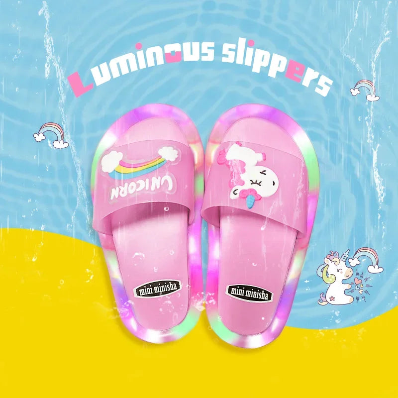 Cartoon Unicorn Animals Prints Toddler Slippers