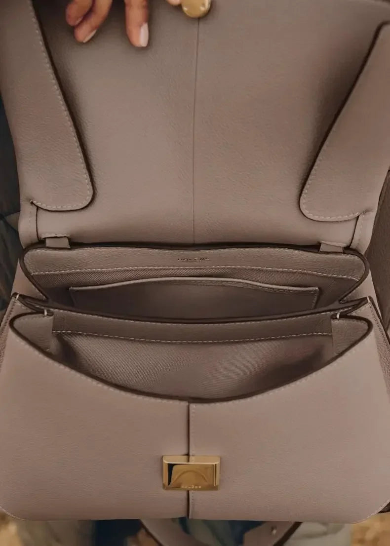 Leather pleated handbag