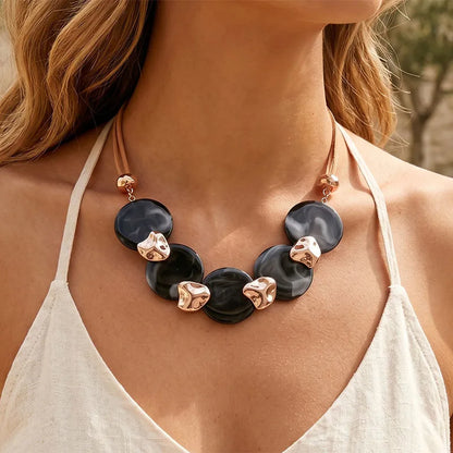 Bohemian Statement Acrylic Circular Pendants Necklace