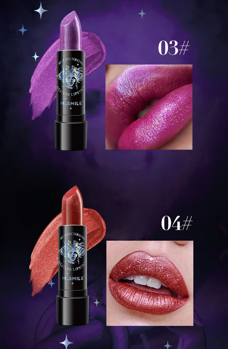 Glitter Lipstick Waterproof Diamond Pearlescent Metallic