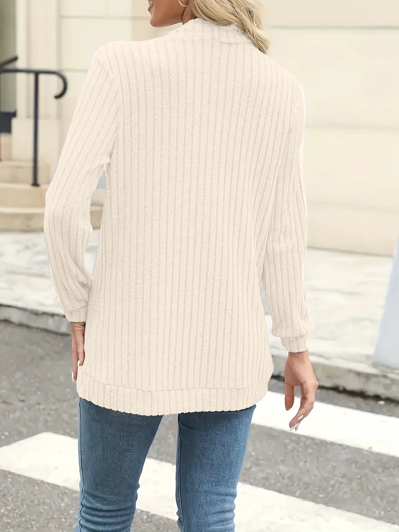 Stripe brushed cardigan jacket