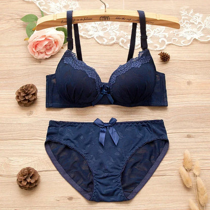 Girl Sweet Wireless Bra Lace Bows Underwear Sets