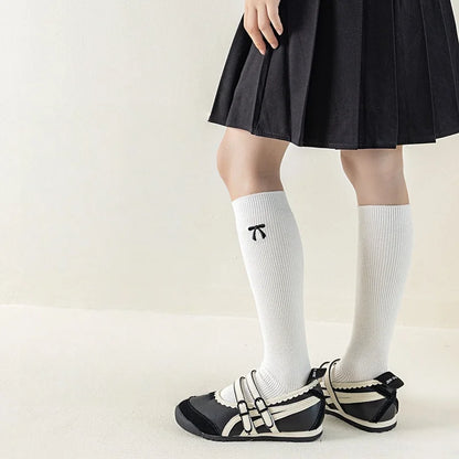 Spring Autumn Girls Knee High Socks Cotton Bow Socks for 3-12Y