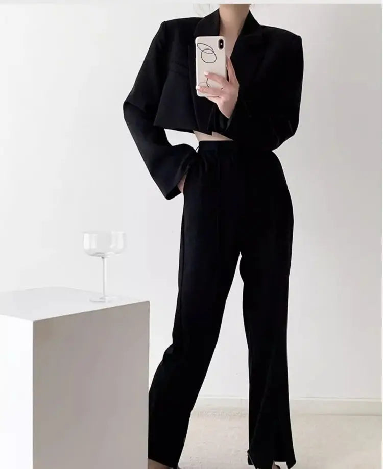 Short Blazer Elegant Solid Long Sleeve Open Front Coats
