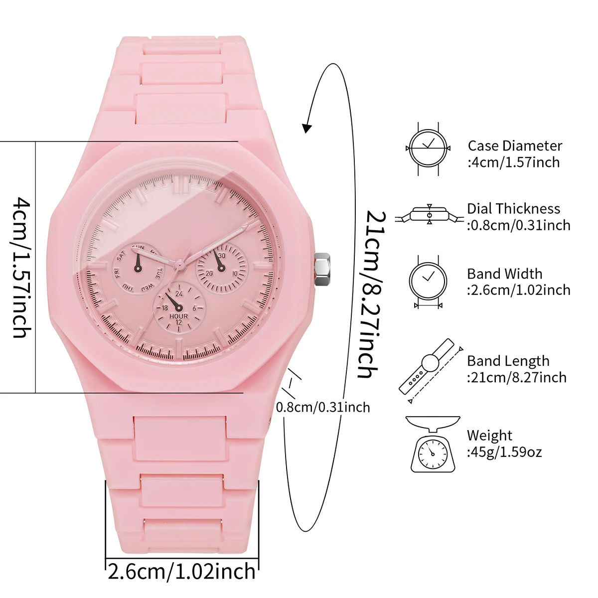 Imitation Three-eyes Dial Quartz Plastic  Band Watch