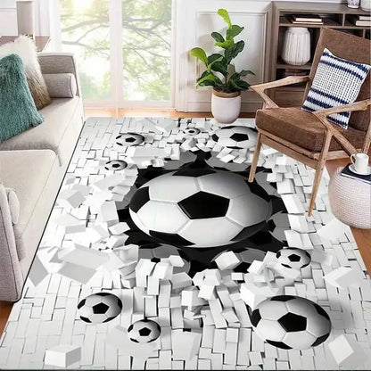 3D Ball Soccer Carpet Living Room Floor Mat Non Slip Kids Play Area Rug