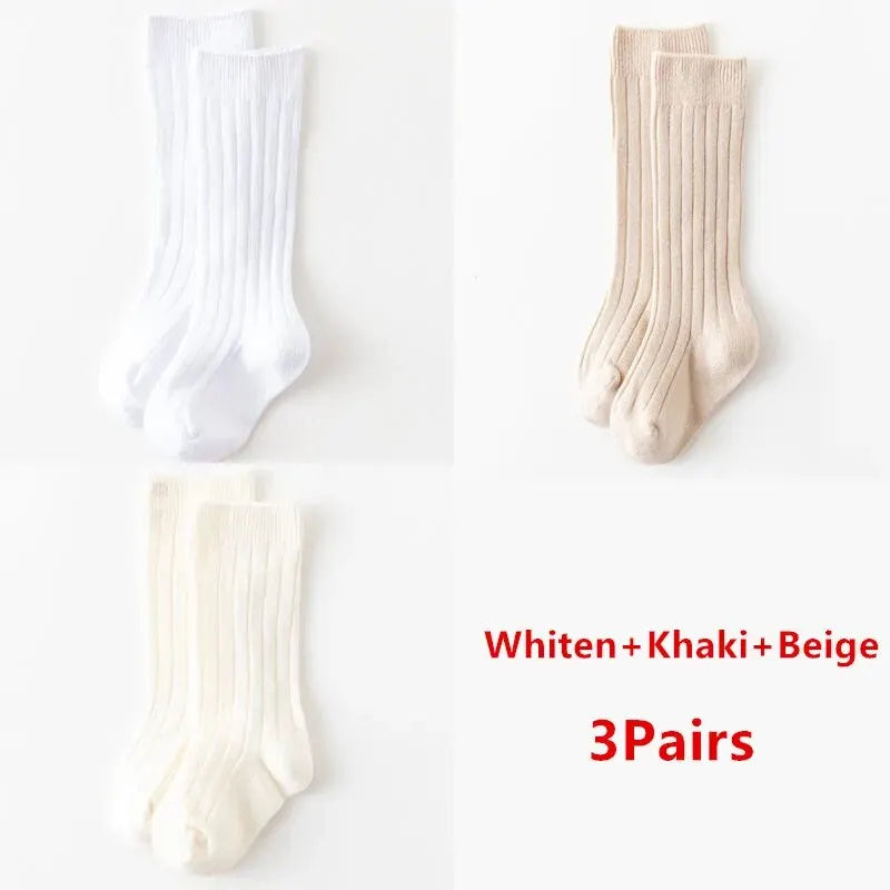 3Pairs/Lot Baby Knee High Soft Cotton Long Sock