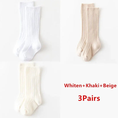 3Pairs/Lot Baby Knee High Soft Cotton Long Sock