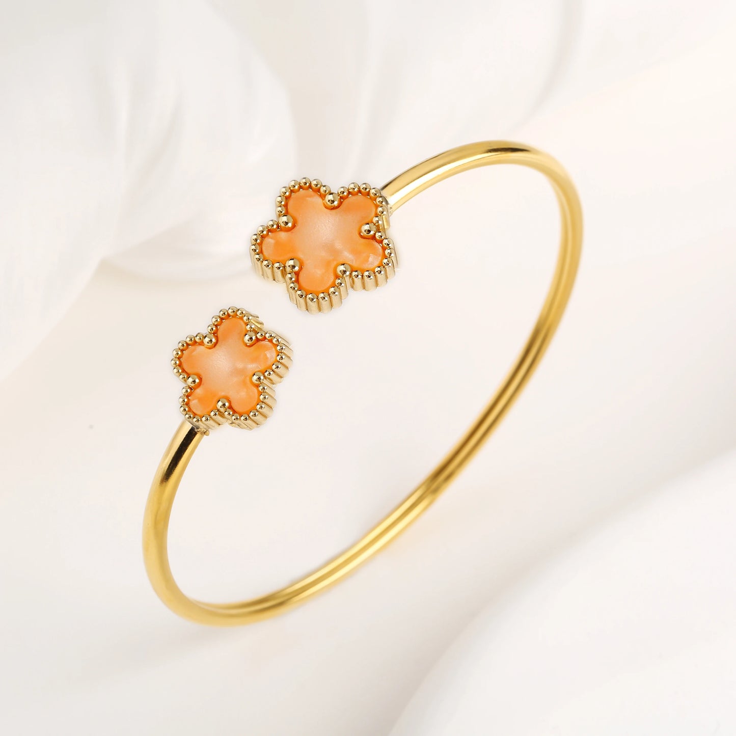 Shell Five-Leaf Flower Stainless Steel Bracelet
