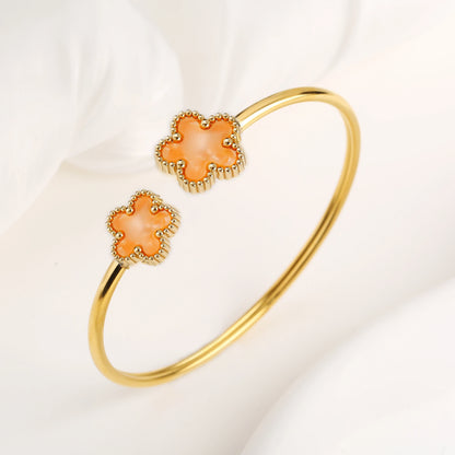 Shell Five-Leaf Flower Stainless Steel Bracelet