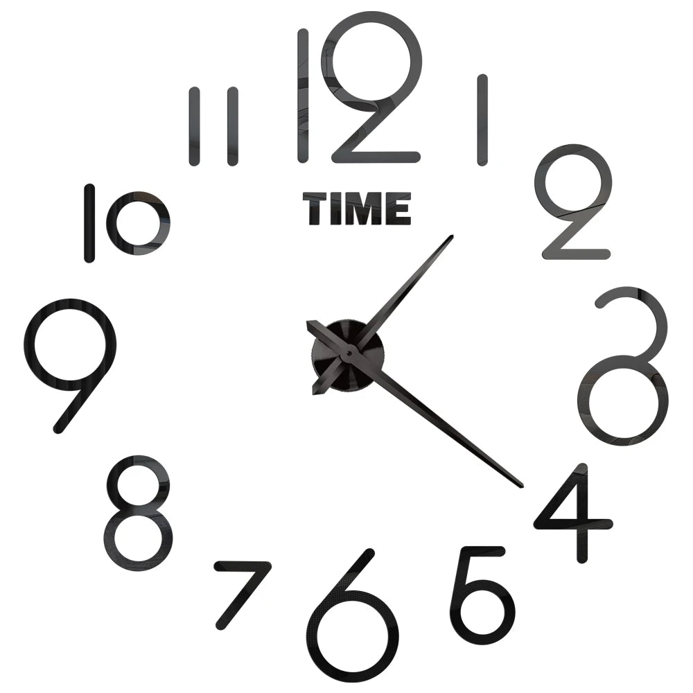 Large Wall Clock 3D DIY Quartz Acrylic Mirror Stickers Clocks